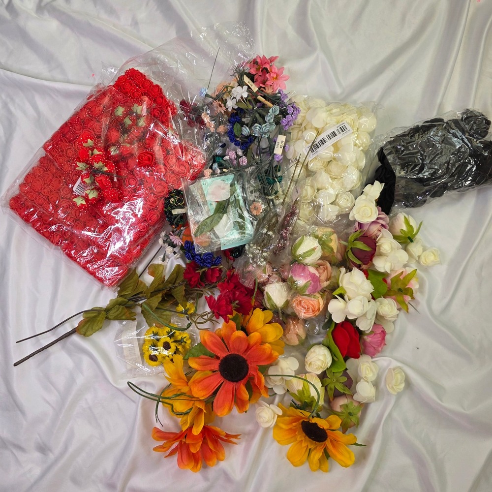 Bulk Lot Artificial Flowers Foam Roses Silk Sunflowers DIY Craft Wedding Decor